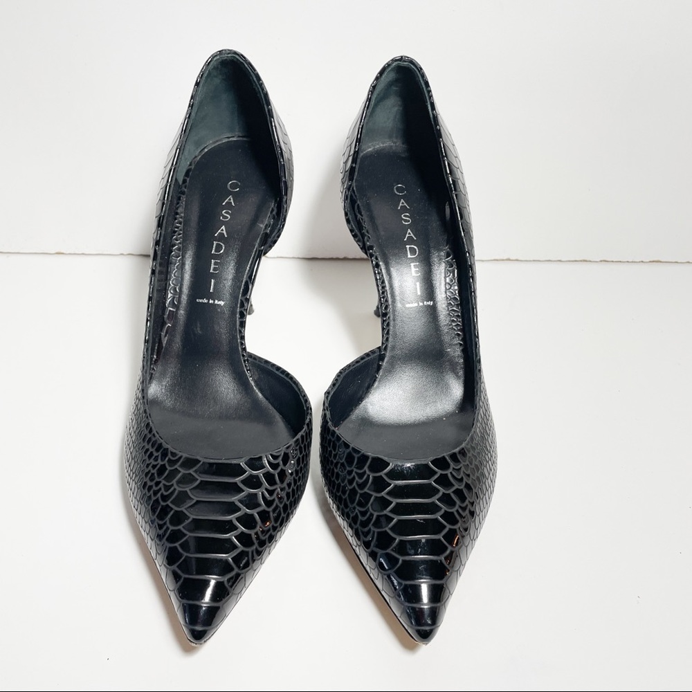 Casadei Black Python Embossed Patent Leather Poin… - image 2